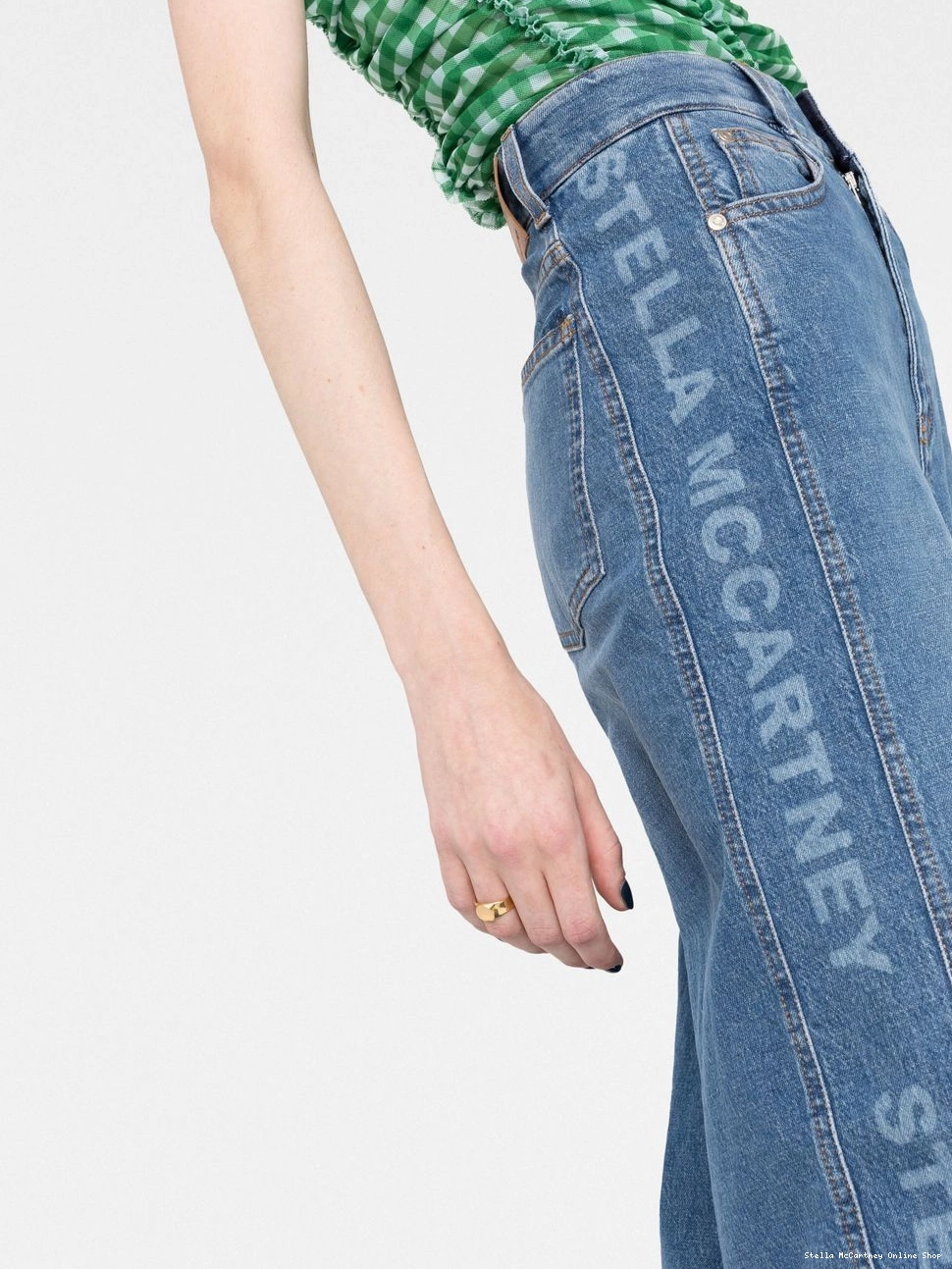 Affordable logo-tape wide-leg Women Stella jeans McCartney 0711